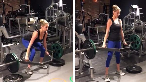 Kate Upton performing dead lift Kate Upton performing deadlift