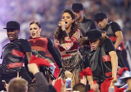 Selena Gomez performing at Thanksgiving NFL show
