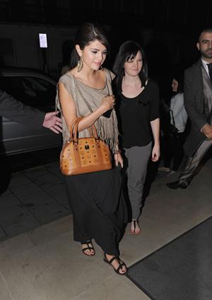 Selena Gomez enjoys a night out at Nobu restaurant in London on July 5, 2011