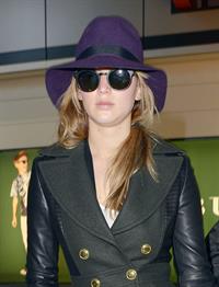 Jennifer Lawrence - Hot hat and glasses at Heathrow Airport in London (08.02.2013) 