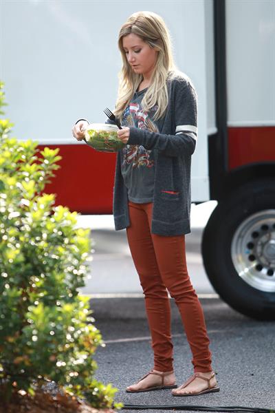 Ashley Tisdale on a lunch break while shooting Scary Movie 5 10/2/12