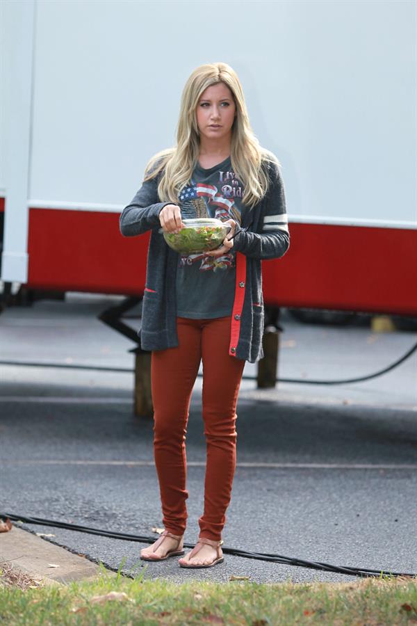 Ashley Tisdale on a lunch break while shooting Scary Movie 5 10/2/12