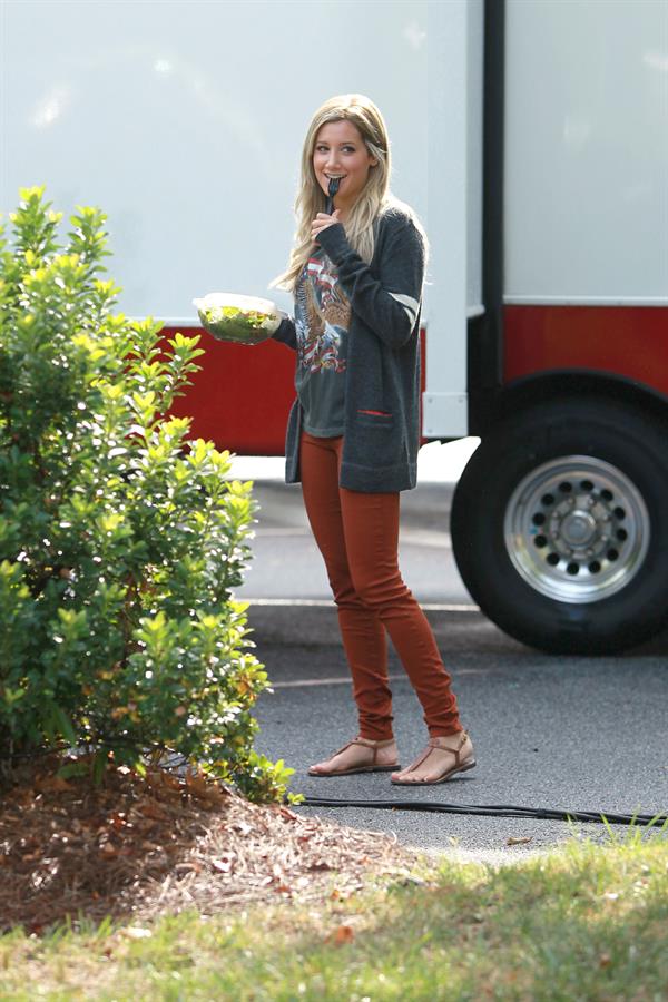 Ashley Tisdale on a lunch break while shooting Scary Movie 5 10/2/12