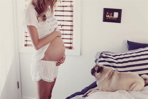 Pregnant Amanda Booth - At home - June 14, 2014  