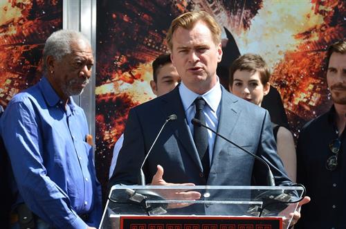 Anne Hathaway Christopher Nolan immortalized with hand and footprint ceremony on July 7, 2012