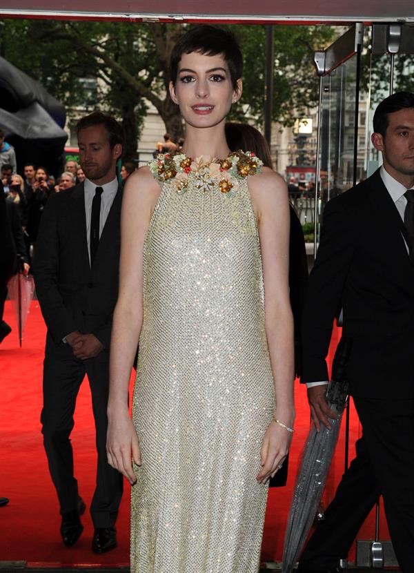 Anne Hathaway the Dark Knight Rises premiere in London on July 18, 2012