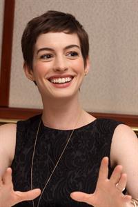 Anne Hathaway the Dark Knight Rises press conference portraits in Beverly Hills on July 8, 2012