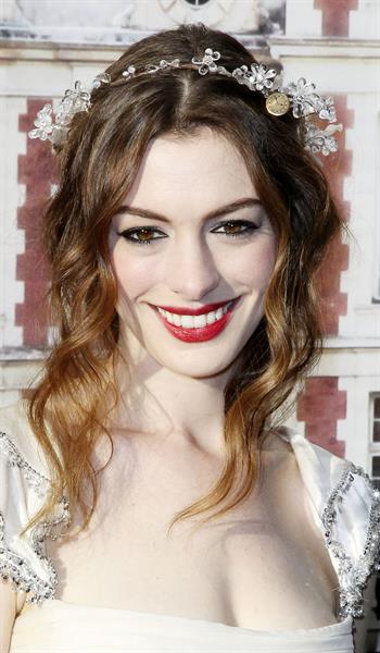 Anne Hathaway White Fairy Tale Love Ball in Paris on July 5, 2011