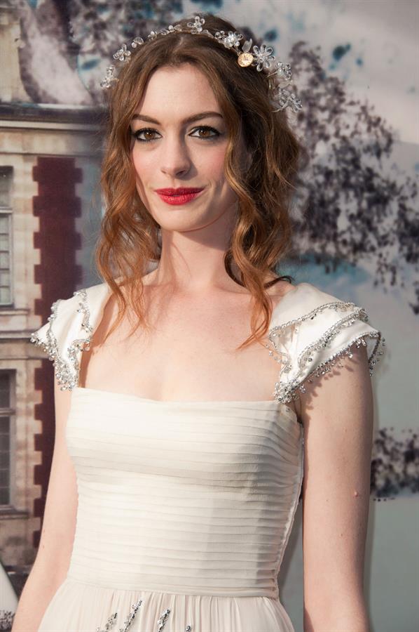 Anne Hathaway White Fairy Tale Love Ball in Paris on July 5, 2011