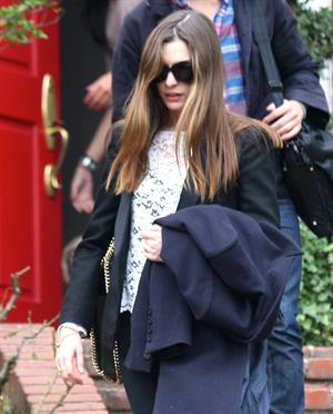 Anne Hathaway leaving a friends house in Beverly Hills on January 20, 2012
