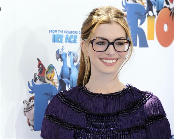 Anne Hathaway attending the Rio Los Angeles premiere on April 10, 2011