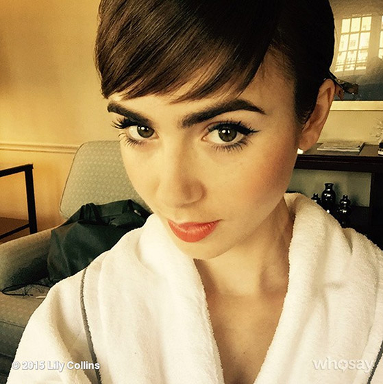 Lily Collins taking a selfie