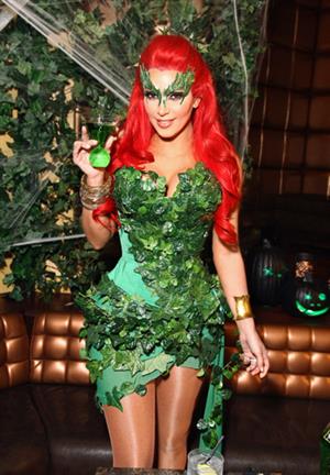 Kim Kardashian as Poison Ivy for the 2011 Midori Green Halloween party in New York