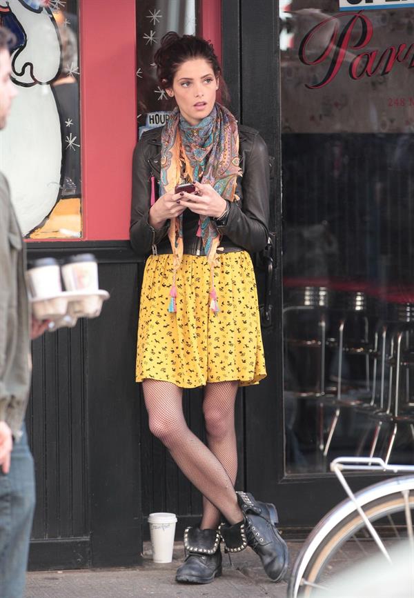 Ashley Greene on the set of Americana in New York City on March 14, 2012