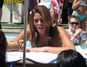 Ashley Greene hosts a pool party at the Wet Republic on August 7, 2010 in Las Vegas, Nevada