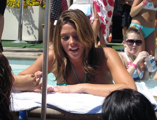 Ashley Greene hosts a pool party at the Wet Republic on August 7, 2010 in Las Vegas, Nevada