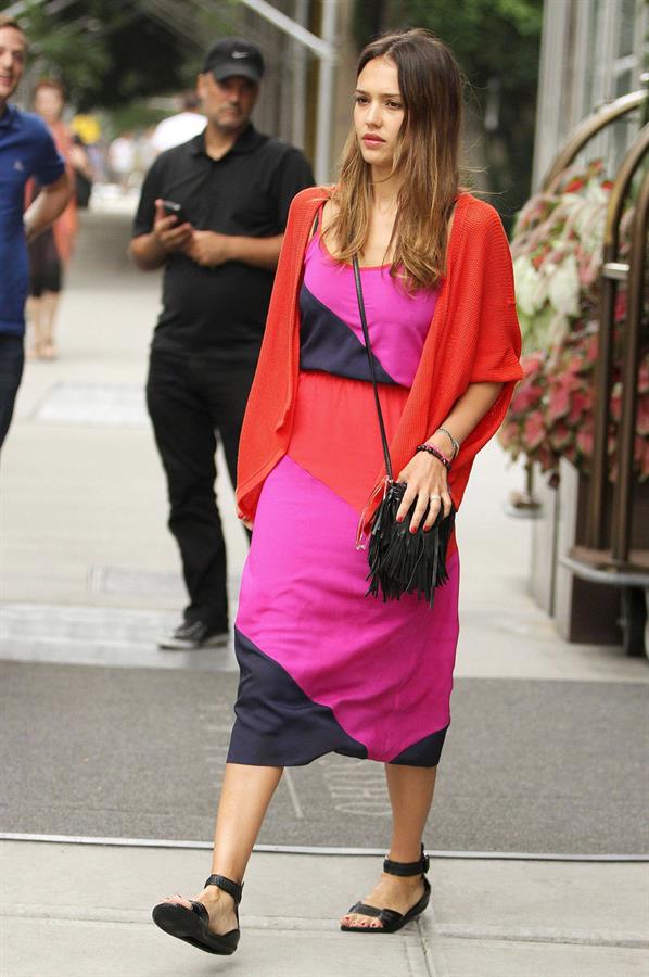 Jessica Alba outside her hotel in New York on July 28, 2012