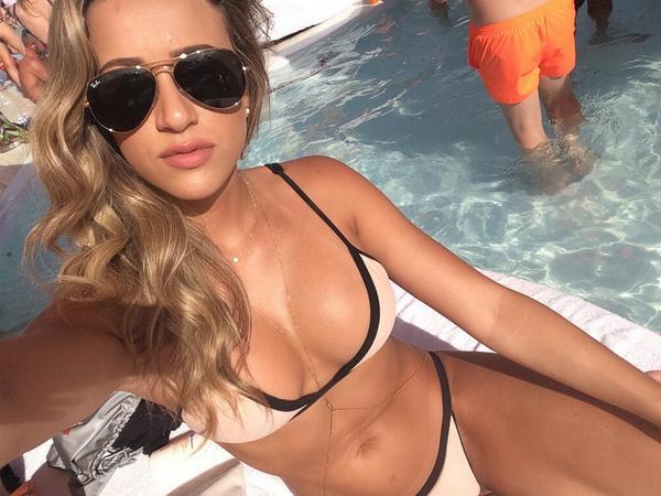 Cindy Prado in a bikini taking a selfie