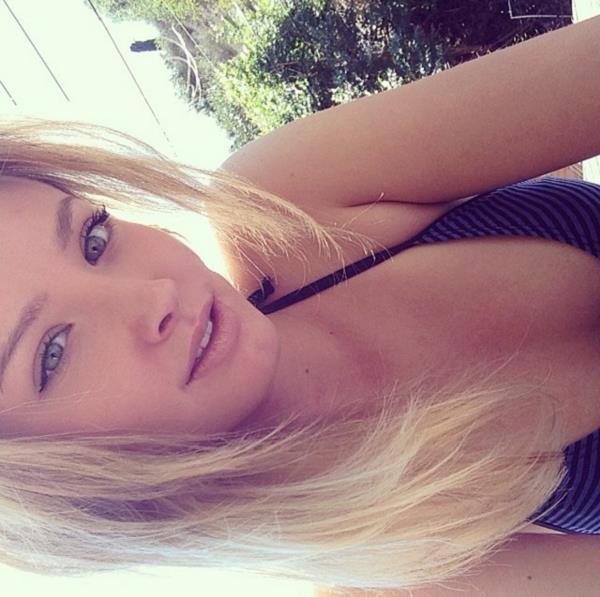 Jessica Stepanova in a bikini taking a selfie