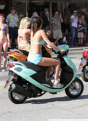 Selena Gomez, Vanessa Hudgens and Ashley Benson on the set of Spring Breakers on March 21, 2012