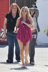 Selena Gomez, Vanessa Hudgens and Ashley Benson on the set of Spring Breakers on March 21, 2012