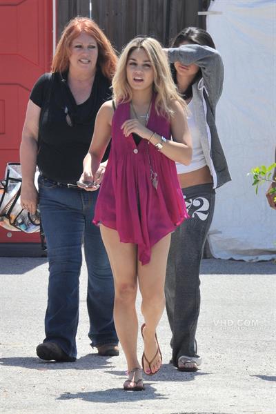 Selena Gomez, Vanessa Hudgens and Ashley Benson on the set of Spring Breakers on March 21, 2012