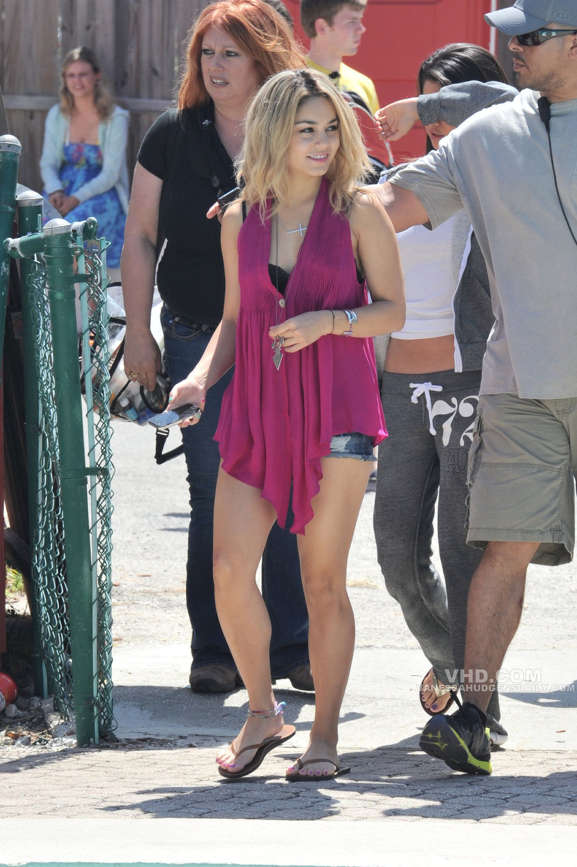 Selena Gomez, Vanessa Hudgens and Ashley Benson on the set of Spring Breakers on March 21, 2012