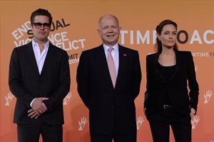 Angelina Jolie and Brad Pitt attend End Sexual Violence in Conflict Summit in east London, June 12, 2014