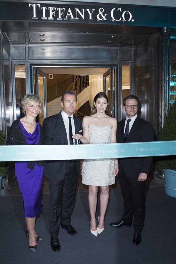 Jessica Biel attends the opening of the new flagship Tiffany  Co store in Paris, June 10, 2014