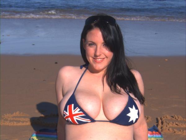 Angela White in a bikini