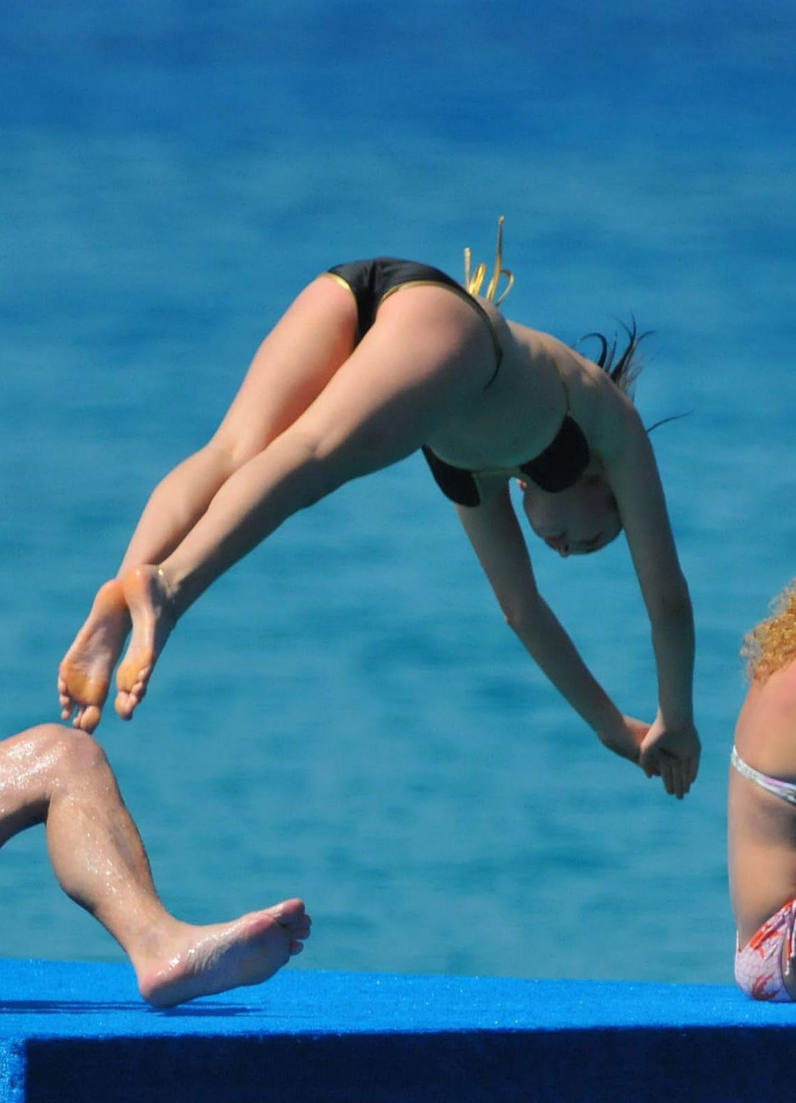 Violet Budd in a bikini