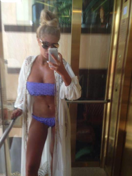 Teodora Andreeva in a bikini taking a selfie