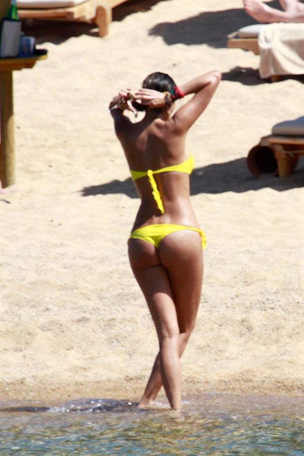 Aida Yespica - Yellow bikini candids in Sardinia on June 18, 2012
