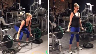 Kate performing an impressive deadlift.