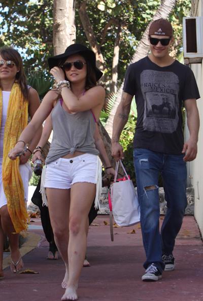 Lucy Hale and Ashley Benson photoshoot at the Bondo Bikini Shack on Miami Beach on March 24, 2012