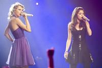 Taylor Swift and Selena Gomez performing at Madison Square Garden in New York, November 11, 2011 