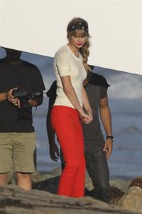 Taylor Swift on the set of a photoshoot in Malibu July 24, 2012