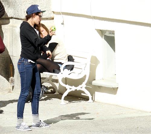 Kristen Stewart playing with a ball on the set of  Sils Maria  in Switzerland September 20, 2013  