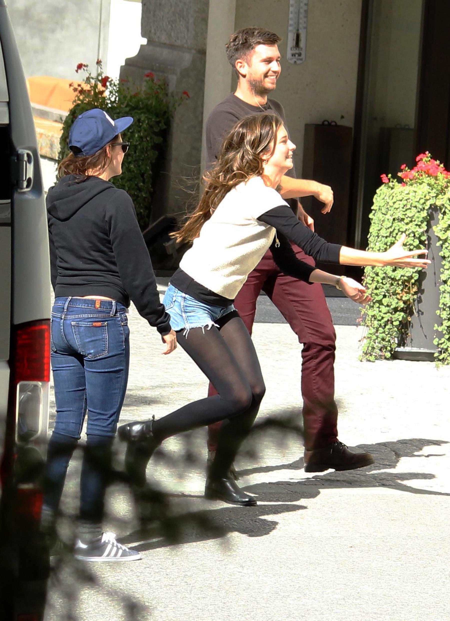 Kristen Stewart playing with a ball on the set of  Sils Maria  in Switzerland September 20, 2013  