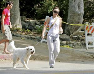 Olivia Wilde walking her dog in the Hollywood Hills on June 24, 2011