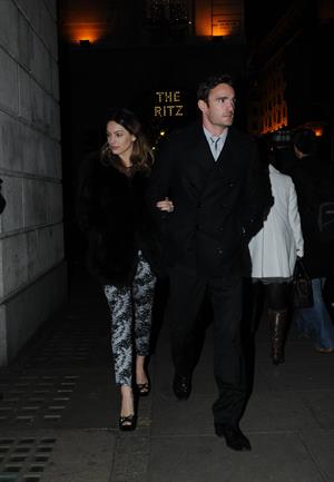 Kelly Brook birthday dinner with Thom Evans at The Wolseley restaurant London November 23, 2012 