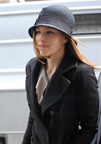 Jessica Biel leaving Justin Timberlake's apartment February 18, 2010