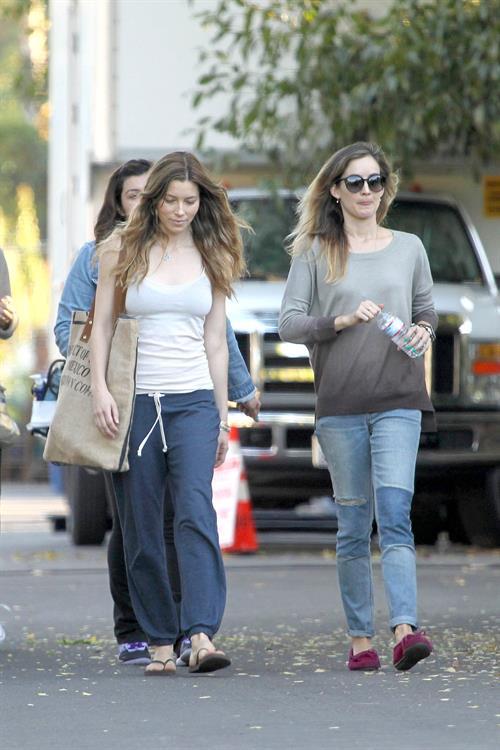 Jessica Biel – “Shiva and May” set candids, LA 10/17/13 