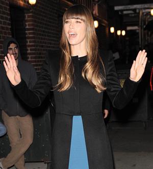 Jessica Biel Arrives for The Late Show With David Letterman in New York City (November 19, 2012) 