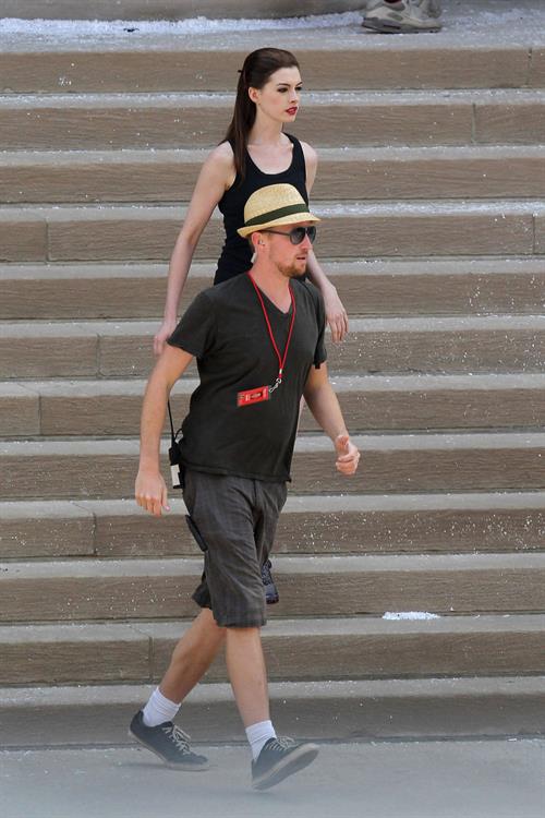 Anne Hathaway set of the Dark Knight Rises in Pittsburgh 4-8-2011