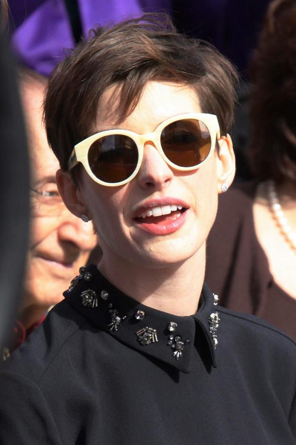 Anne Hathaway attends the Hugh Jackman Hollywood Walk Of Fame Ceremony in Hollywood December 13-2012 