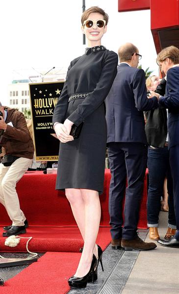 Anne Hathaway attends the Hugh Jackman Hollywood Walk Of Fame Ceremony in Hollywood December 13-2012 