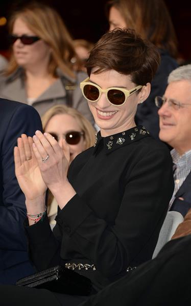 Anne Hathaway attends the Hugh Jackman Hollywood Walk Of Fame Ceremony in Hollywood December 13-2012 