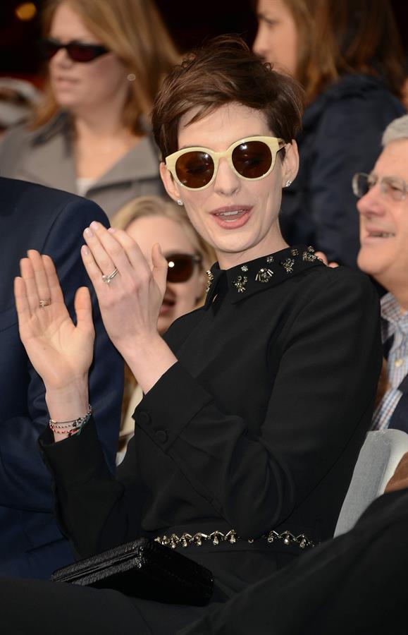 Anne Hathaway attends the Hugh Jackman Hollywood Walk Of Fame Ceremony in Hollywood December 13-2012 