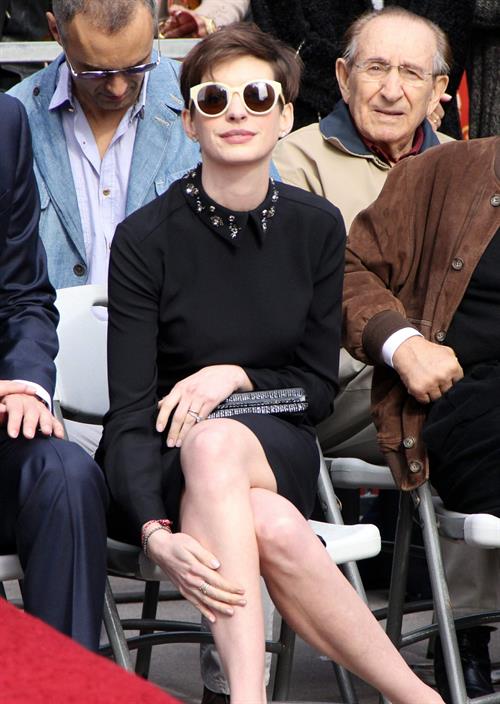 Anne Hathaway attends the Hugh Jackman Hollywood Walk Of Fame Ceremony in Hollywood December 13-2012 